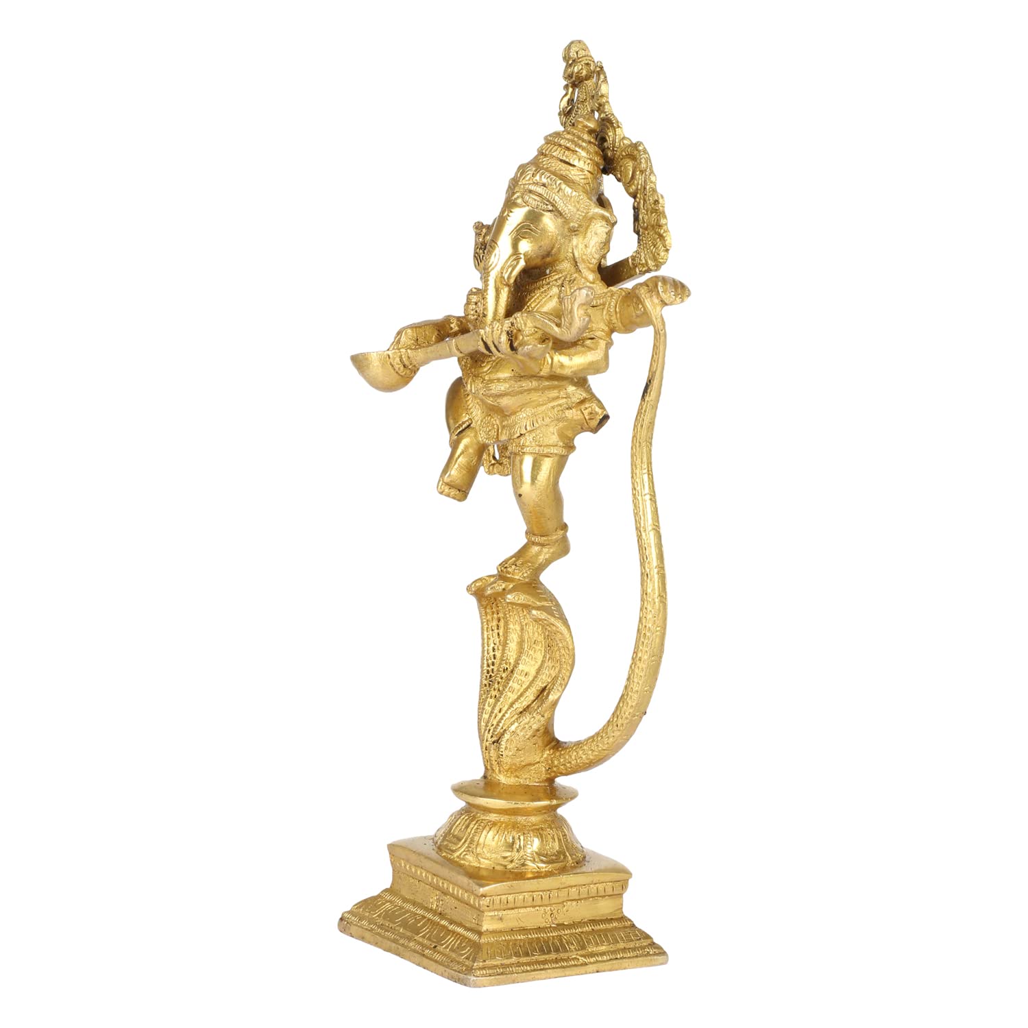 Kartique Brass Lord Ganesha Bhagwan God Standing On Sheshnaag Ganesh Idol Ganpati Murti For Home Entrance Pooja Gift Good Luck V